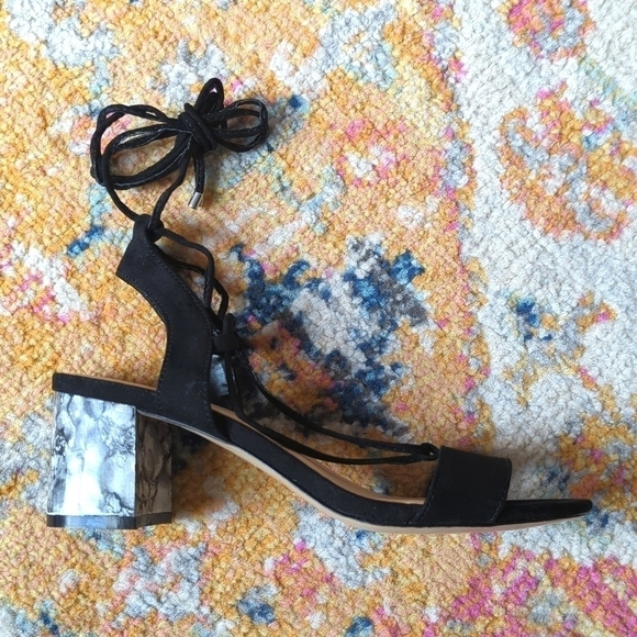 Topshop Daisy Strappy Ankle Marble Mid Block Heeled Sandals Black Size 7.5 - Picture 7 of 15